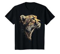 Cheetah Animal Graphic Artwork Cheetah T-Shirt, Youth, Black, Large