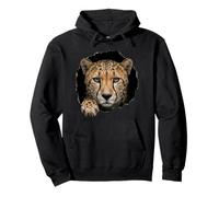 Cheetah Breaking Through Torn Hole Wild Cat Graphic Pullover Hoodie