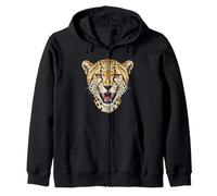 Cheetah Cat Leopard Wild Spirit Vintage Safari Portrait Zip Hoodie