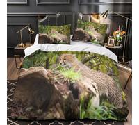 Cheetah Cub Comforter Cover 3D Design Printed All Season 3 Piece Bedding Set Zipper Wild Animal Photography_1 Duvet Cover Ultra Soft Breathable for Kids Teens Adults Women Youth King（220x240cm）