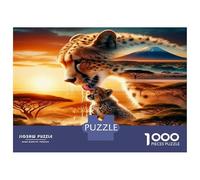 Cheetah Cub Savanna 1000 Piece Jigsaw Puzzle Bundle Wild Family Bond Jigsaw Puzzle Extra-Thick Cardboard Collector Mind Relaxation Travel Office Break Holiday 38x26cm/1000pcs