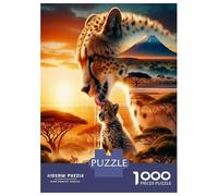 Cheetah Cub Savanna 1000 Piece Jigsaw Puzzle Bundle Wild Family Bond Jigsaw Puzzle Extra-Thick Cardboard Collector Mind Relaxation Travel Office Break Holiday 70x50cm/1000pcs