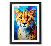 Cheetah Cubism Framed Wall Art Print A2 Black