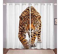 Cheetah Curtains for Bedroom Living Room 3D Leopard Printed Curtains for Kids Boys Men Wild Animal Theme Windows Drapes Wildlife Style Decor Room Decoration, W46*L54