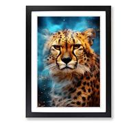 Cheetah Digital Framed Wall Art Print, Ready to Hang Picture for Living Room Bedroom Home Office, Black A2 (48 x 66 cm)