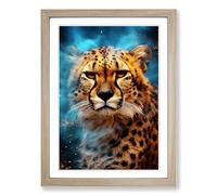 Cheetah Digital Framed Wall Art Print, Ready to Hang Picture for Living Room Bedroom Home Office, Oak A2 (48 x 66 cm)