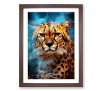 Cheetah Digital Framed Wall Art Print, Ready to Hang Picture for Living Room Bedroom Home Office, Walnut A2 (48 x 66 cm)