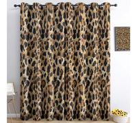 Cheetah Eyelet Curtain, W66" x L90" x 2 Panels, Animal Leopard Window Treatment, 3d Print No Fading Noise Reducing Full Light Blocking Thermal Insulated Grommet Drapes for Children's Room Living Room