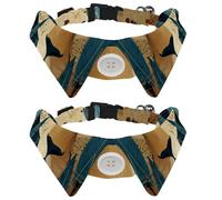 Cheetah Face on Exotic Leaves Dog Collar Bowtie, Comfortable Adjustable Dog Bow Tie Collar for Small Boys and Girls Pets