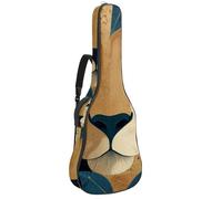 Cheetah Face on Exotic Leaves Padded Guitar Bag, Protective Acoustic Guitar Cover Gig Bag for Electric Bass Classical Guitar