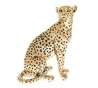 Cheetah Figurine Hestia Gold Effect Sitting Big Cat Ornament 22cm