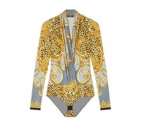 Cheetah Foulard Draped Bodysuit, female, Versace, Full-Body, Multicolor, S, Tops S