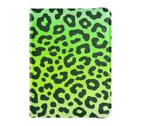 Cheetah Fur Skin Gradient Green Leather Passport and Vaccine Card Holder Combo Passport Case Travel Documents Wallet Passport Cover with RFID Blocking for Travel Essential Waterproof