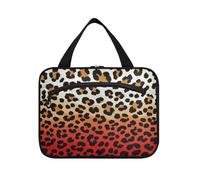 Cheetah Fur Skin Red Brown Gradient Hanging Travel Toiletry Bag for with Hook, Designer Chic Hanging Toiletry Bag for mom Vacation bolsos para Hombre L