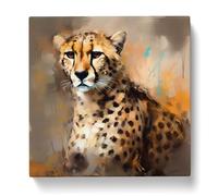 Cheetah Gestural Art No.4 Canvas Print | Gallery Wrapped 30mm Frame Wall Art | 20x20 inches | Ready to Hang | Eclectic Animals Picture | Living Room Bedroom Lounge Office