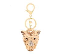 Cheetah Head Keychain for Women, Cute Leopard Head Key Chain for Girls, Funny Leopard Animal Key Ring, Sparkling Gold Leopard Head Keychains, Punk Leopard Head Keyring, Rhinestone Leopard Keychain