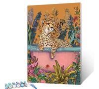 Cheetah in Bathtub Picture Paint by Numbers for Adults Beginner Bathing Animal Wall Art for Bathroom Washroom Funny Paints Digital Drawing Painting Art for Modern Home Decor Gift 16x20inch (Frameless)
