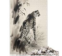 Cheetah Ink Illustration 1000 Piece Jigsaw Puzzle Family Fun Jigsaws for Adults And Challenging Game,stress Relief Games And Unique Gifts 1000pcs (75x50cm)