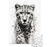 Cheetah Jungle Elegance 1000-Piece Puzzle for Adults, 52x38cm/1000pcs, A Quiet Challenge for Solo Leisure Time; Low-dust White Cardboard Pieces