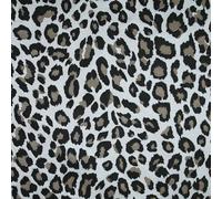 Cheetah Leopard Animal Printed Satin Dress Fabric Silky Trendy Craft 58" (1 Metre, White/Black 6111)