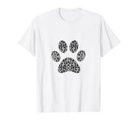Cheetah Leopard Grey and Black Paw Print Value Graphic T-Shirt, Men, White, S