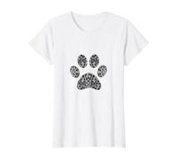 Cheetah Leopard Grey and Black Paw Print Value Graphic T-Shirt, Women, White, M