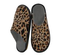 Cheetah Leopard Print Animal Slippers for Women Soft and Warm Slippers with Cozy Memory Foam Anti-Slip Water Resistant Indoor Outdoor Fluffy Plush Slippers for Women Men