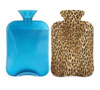 Cheetah Leopard Print Hot Water Bottle with Cover, Vintage Animal Skin 2L Hot Water Bag for Pain Relief, Neck Soft and Shoulder, Hand Feet Warmer, Hot and Cold Compress for Adult Kids