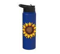 Cheetah Leopard Print Yellow Sunflower Graphic Summer Stainless Steel Insulated Water Bottle