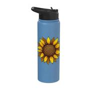 Cheetah Leopard Print Yellow Sunflower Graphic Summer Stainless Steel Insulated Water Bottle