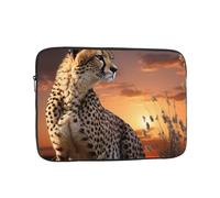 Cheetah Looking Out Over Savanna with Sunset Laptop Case Sleeve 17 inch Laptop Bag Shockproof Computer Carrying Cover Protective Notebook Case