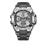 CHEETAH Men’s Outdoor Sport Watch Waterproof Tactical Analog Digital with LED Backlight, Rubber Strap, Silver-Tone Case, Black, Sport, Tactical