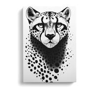 Cheetah Monochrome Canvas Print | Gallery Wrapped 30mm Frame Wall Art | 30x20 inches | Ready to Hang | Modern Animals Picture | Living Room Bedroom Lounge Office
