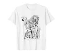 Cheetah Mother with Cubs Motif Predator Cat Animal Cheetahs T-Shirt