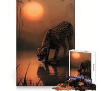 Cheetah Oasis Jigsaw Puzzles 1000 Pieces for Adults Brain Memory Calm Leisure Tight Lock (38x52cm)