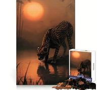 Cheetah Oasis Jigsaw Puzzles for Adults1000 Pieces Memory Training Serene Escape Flawless Cut Birthday Gift (50x75cm)