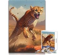 Cheetah on The Run 1000 Jigsaw Puzzle Cognitive Development Fun Game Special Thoughtful Celebration Present Size 38x26cm
