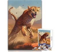 Cheetah on The Run 1000 Jigsaw Puzzle Cognitive Development Fun Game Special Thoughtful Celebration Present Size 50x75cm