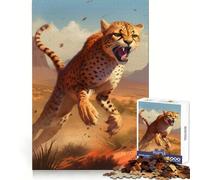 Cheetah on The Run Adult Jigsaw1000 Pieces Thought Challenge Slow Leisure Cut Precisely Thoughtful Gift (50x75cm)