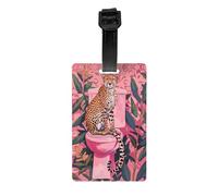 Cheetah On Toilet Humor Art Luggage Tags for Suitcases - Lightweight Suitcase Tags Luggage Identifiers for Suitcases, Id Labels Bag Name Travel Tags with Wristband