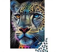 Cheetah Pop Art Animal 3 500 Piece Jigsaw Puzzle for Adults-Puzzles Teenagers Gifts -Wooden Puzzles- Relax Puzzles Games-Brain Teaser Puzzle 500pcs (52x38cm)
