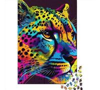 Cheetah Pop Art Animal Puzzles for Adults,1000 Piece Jigsaw Puzzles for Adults, Paper Puzzle Fun Decompressing Game 1000pcs (38x26cm)