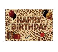 Cheetah Print Backdrop, 150x100cm/5x3 Feet Leopard Happy Birthday Banner Cheetah Party Backdrop Decor Leopard Theme Decorations Supply for Party Girls Boys