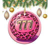 Cheetah Print Ball Numbers 777 Christmas Tree Hanging Ornaments,2 Pieces, 7.2CM Round Double-Sided
