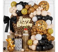 Cheetah Print Balloon Arch Kit, Black Brown White Leopard Theme Balloons Garland Jungle Safari Animal Party Decorations, Black Coffee Nude Balloon for Baby Shower Cheetah Birthday Decorations