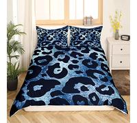 Cheetah Print Duvet Cover Single Navy Leopard Bedding Set Dark Blue Grunge Comforter Cover Abstract Art Quilt Cover Tie Dyed Bedspread Cover Decotive 2 Piece With 1 Pillow Sham Soft