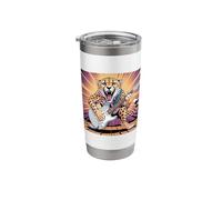Cheetah Print Stuff Cheetah Playing Guitar Rock Roll Cheetah Stainless Steel Insulated Tumbler