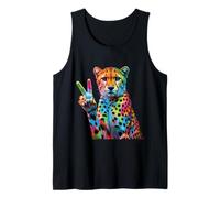 Cheetah Print Stuff Tie Dye Peace Sign Hippie Funny Cheetah Tank Top