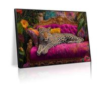 Cheetah print stylish retro wall decoration poster, tropical jungle theme, leopard print art print home decoration for luxurious sofas, suitable for bedrooms and living rooms.(L18 xW12-Metal-Framed)