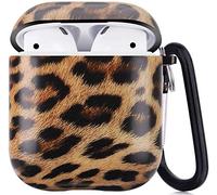 Cheetah Protective Hard Case Cover Compatible with AirPods 2/1 Generation Skin Portable & Shockproof Women Girls Men with Keychain - Leopard